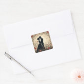 Romantisches Hochzeitspaar Quadratischer Aufkleber (Umschlag)