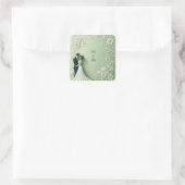 Romantisches Hochzeitspaar Quadratischer Aufkleber (Tasche)