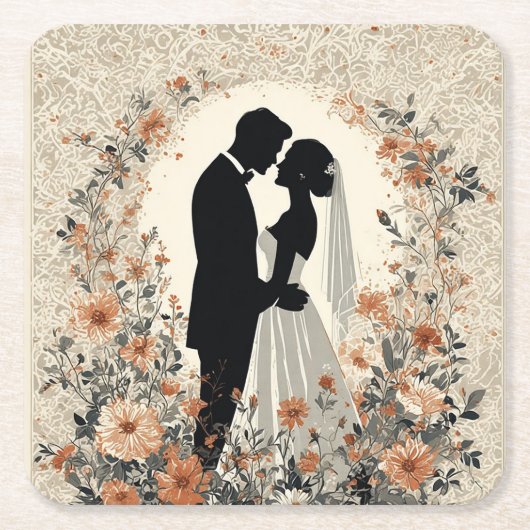 Romantisches Hochzeitspaar Rechteckiger Pappuntersetzer (Vorderseite)
