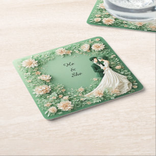 Romantisches Hochzeitspaar Rechteckiger Pappuntersetzer