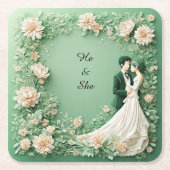 Romantisches Hochzeitspaar Rechteckiger Pappuntersetzer (Vorderseite)