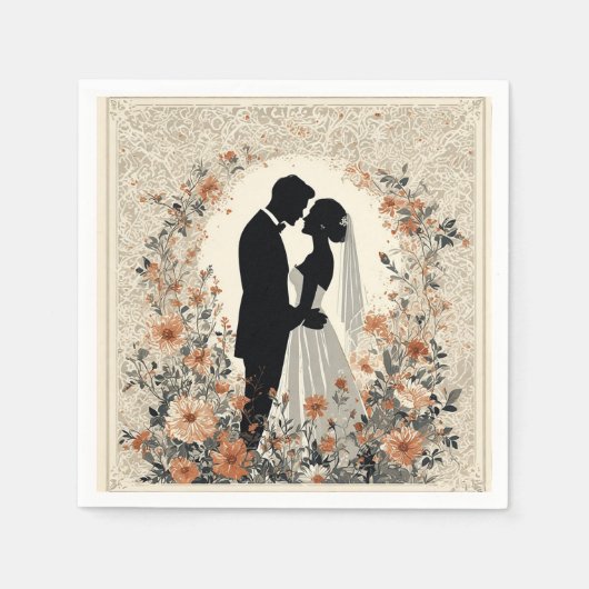 Romantisches Hochzeitspaar Serviette (Vorderseite)