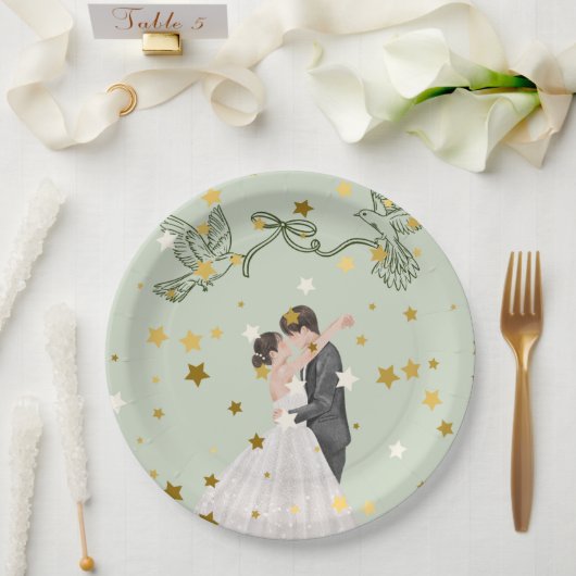 Romantisches Hochzeitspaar Teller Design | Elegant (Hochzeit)