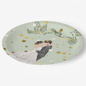 Romantisches Hochzeitspaar Teller Design | Elegant (Schrägansicht)
