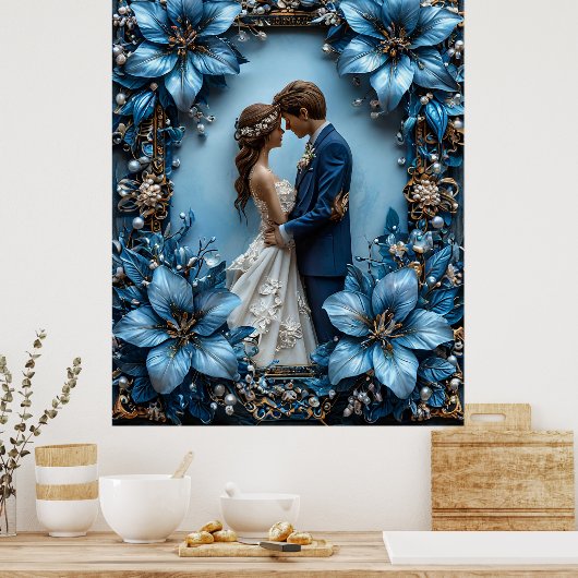 Romantisches Hochzeitsportrait Poster (Küche)