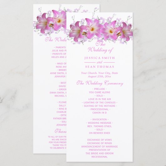 Romantisches Hochzeitsprogramm Belladonna Lilies Programm (Vorne/Hinten)