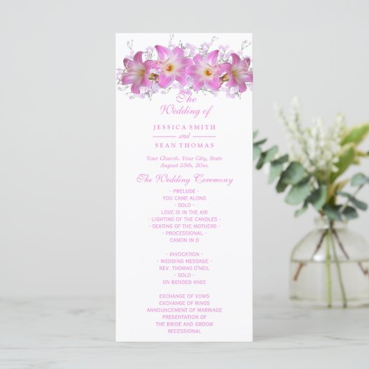 Romantisches Hochzeitsprogramm Belladonna Lilies Programm (Stehend Vorderseite)