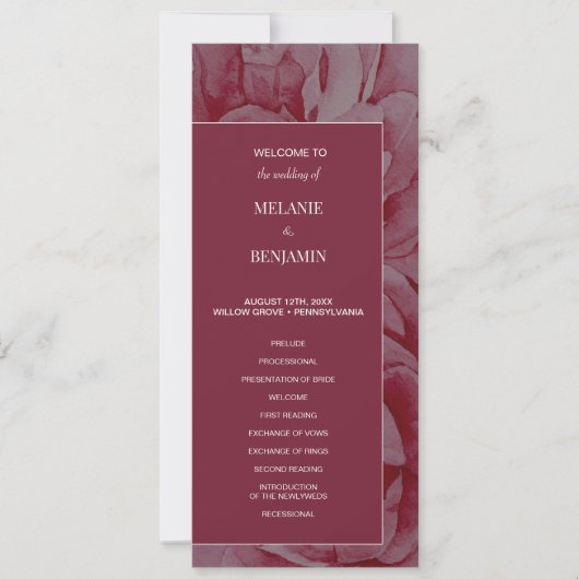 Romantisches Hochzeitsprogramm für Blumen in Rosa Einladung (Vorderseite)