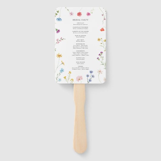 Romantisches Hochzeitsprogramm für botanische Wild Fächer (Rückseite)