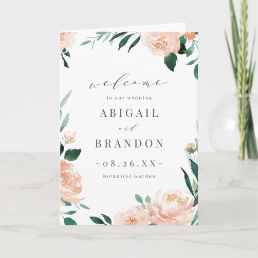 Romantisches Hochzeitsprogramm für den Garten Pfir Programm (Vorderseite)