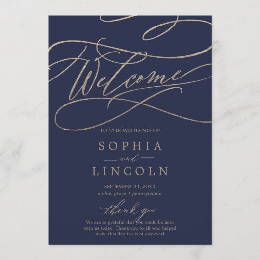 Romantisches Hochzeitsprogramm für die Marine Programm (Vorderseite)