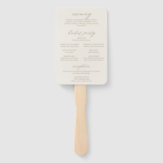 Romantisches Hochzeitsprogramm für Empfang und Elf Fächer (Rückseite)