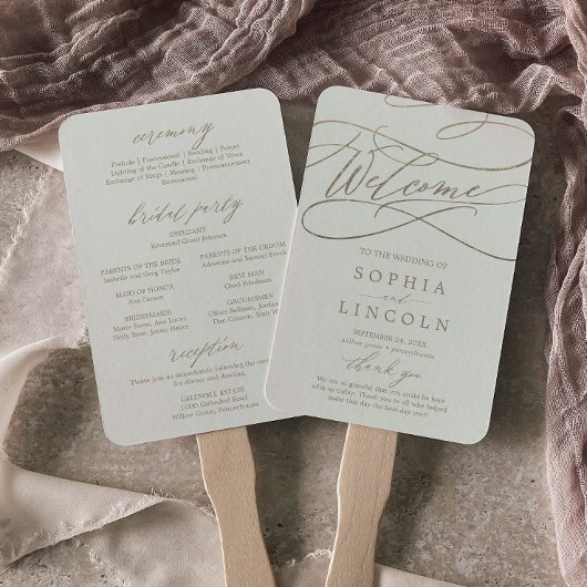 Romantisches Hochzeitsprogramm für Empfang und Elf Fächer