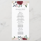 Romantisches Hochzeitsprogramm für Florals Programm (Rückseite)