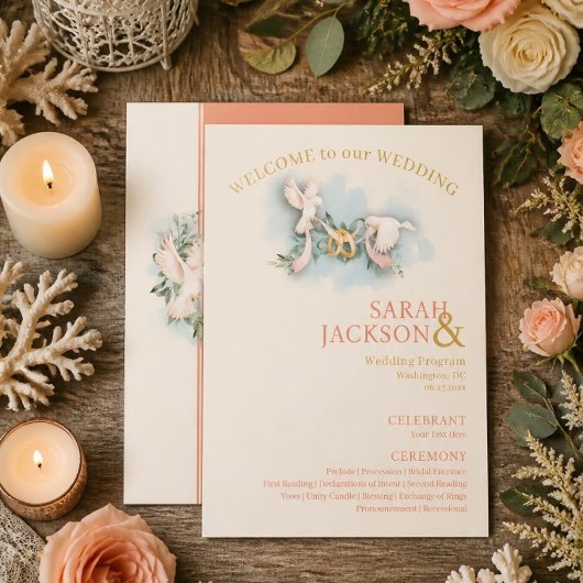 Romantisches Hochzeitsprogramm für Korallen