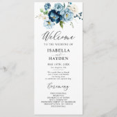 Romantisches Hochzeitsprogramm für Navy Blue Flora Programm (Vorderseite)