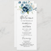 Romantisches Hochzeitsprogramm für Navy Blue Flora Programm (Vorne/Hinten)
