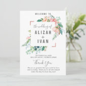 Romantisches Hochzeitsprogramm für Peony Blume Programm (Stehend Vorderseite)