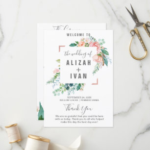 Romantisches Hochzeitsprogramm für Peony Blume Programm