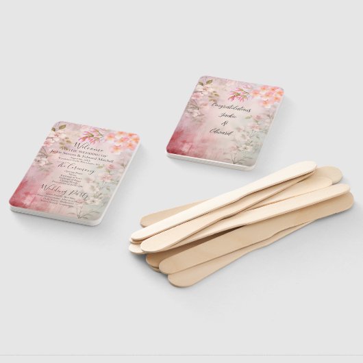 Romantisches Hochzeitsprogramm für Rosa Flora Fächer (Non-assembled)