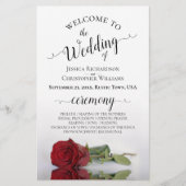 Romantisches Hochzeitsprogramm für Rote Rosen (Vorderseite)