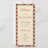 Romantisches Hochzeitsprogramm für Rote Rosen (Vorderseite)