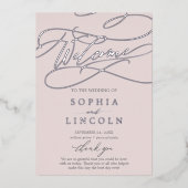 Romantisches Hochzeitsprogramm für Silberstreifen  Folieneinladung (Vorderseite)