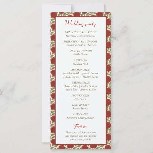 Romantisches Hochzeitsprogramm für Viktorianische  (Rückseite)