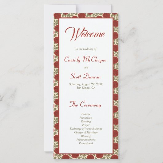 Romantisches Hochzeitsprogramm für Viktorianische  (Vorderseite)