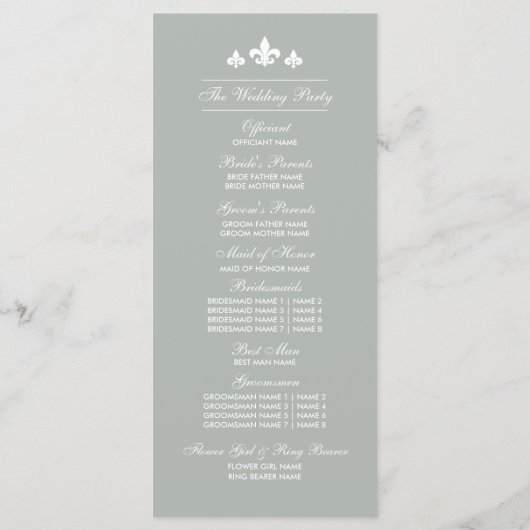 Romantisches Hochzeitsprogramm für Vintage Kunst Programm (Rückseite)