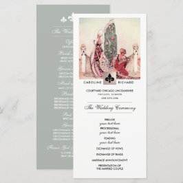 Romantisches Hochzeitsprogramm für Vintage Kunst Programm