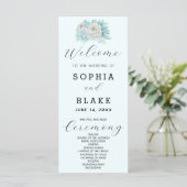 Romantisches Hochzeitsprogramm für Weißblütenblüte (Stehend Vorderseite)
