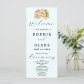 Romantisches Hochzeitsprogramm für Weißblütenblüte (Stehend Vorderseite)
