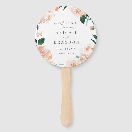 Romantisches Hochzeitsprogramm im Garten Pfirsich Fächer (Vorderseite)