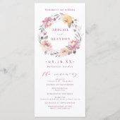 Romantisches Hochzeitsprogramm in Lila Programm (Vorderseite)