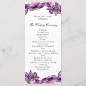 Romantisches Hochzeitsprogramm. Lila Blumenzeremon Programm (Vorderseite)