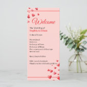 Romantisches Hochzeitsprogramm mit roten Herzen (Stehend Vorderseite)