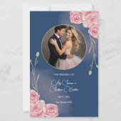 Romantisches Hochzeitsprogramm Navy Blue & Blush P (Vorderseite)