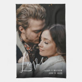 Romantisches Hochzeitssemble, Liebe, Namen und Dat Geschirrtuch (Vertikal)