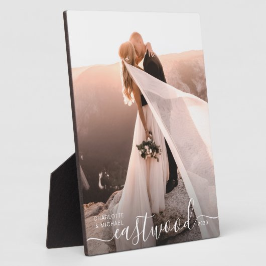 Romantisches Hochzeitsstichtum Foto Keepake Fotoplatte (Seite)