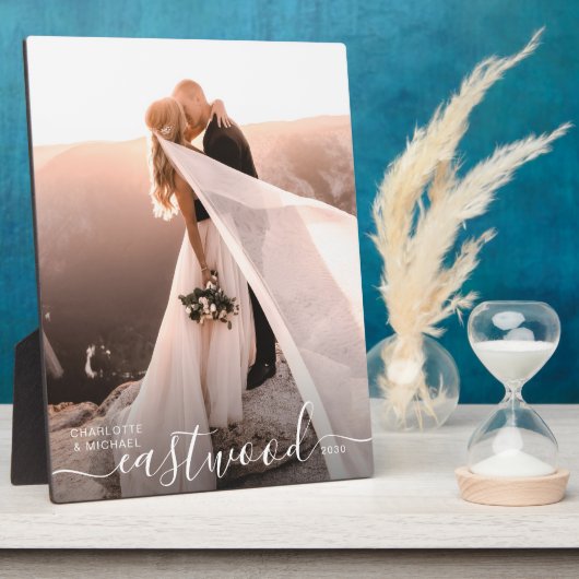 Romantisches Hochzeitsstichtum Foto Keepake Fotoplatte (Seite)