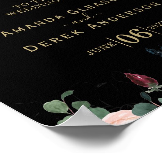 Romantisches Hochzeitstil Begrüßungszeichen Poster (Ecke)