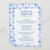 Romantisches Hübsches Blue Wedding Dinner Menu Menükarte (Vorne/Hinten)