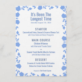Romantisches Hübsches Blue Wedding Dinner Menu Menükarte