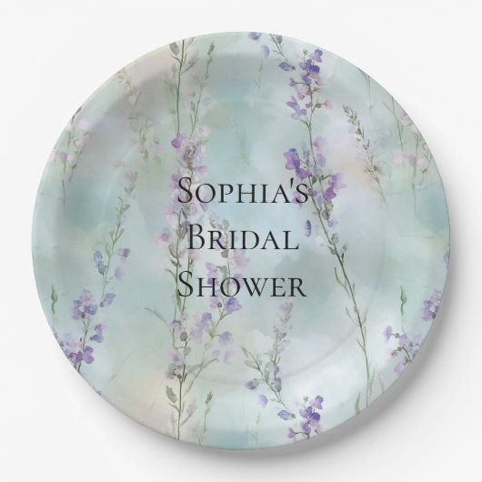 Romantisches Hübsches violettes Brautparty Pappteller (Vorderseite)