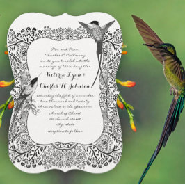 Romantisches Hummingvogel Schwarz-Weiß-Muster Einladung