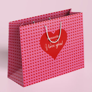 Romantisches Ich liebe dich Herz Design Personalis Große Geschenktüte