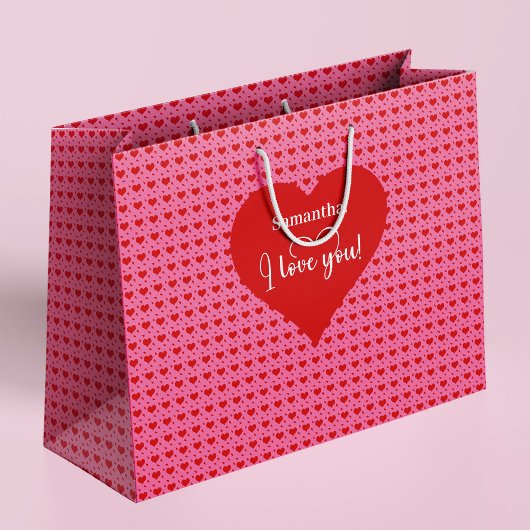 Romantisches Ich liebe dich Herz Design Personalis Große Geschenktüte