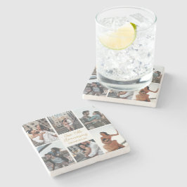 Romantisches individuelles Foto Collage Jubiläumsg Steinuntersetzer