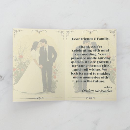 Romantisches Jahrgang Hochzeit Karte (Innenseite)